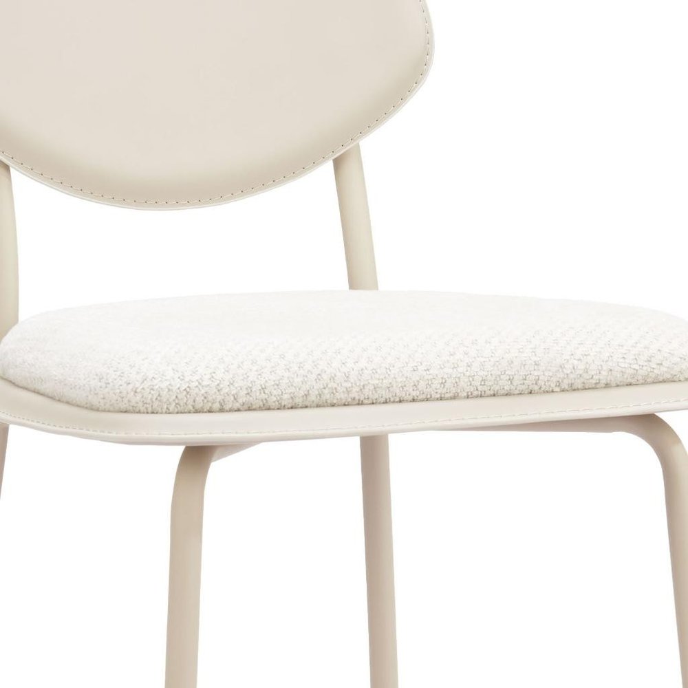 Set of Four 26" Light Gray Fabric And Faux Leather And Steel Counter Height Bar Chairs HomeRoots