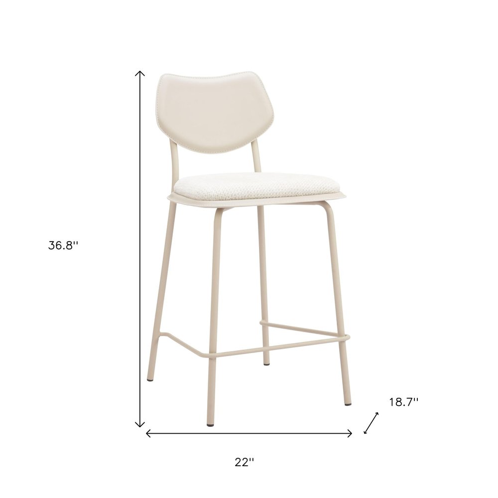 Set of Four 26" Light Gray Fabric And Faux Leather And Steel Counter Height Bar Chairs HomeRoots