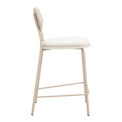 Set of Four 26" Light Gray Fabric And Faux Leather And Steel Counter Height Bar Chairs HomeRoots