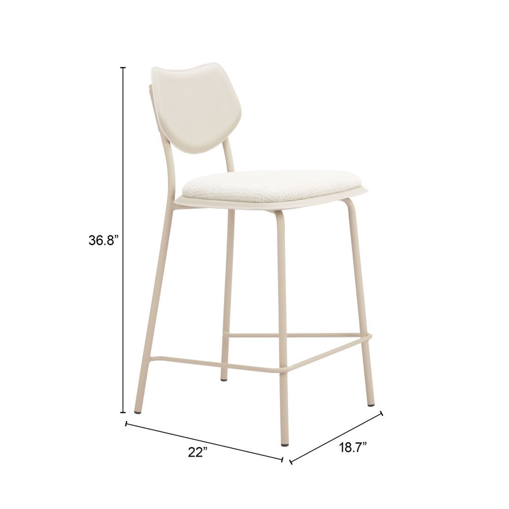 Set of Four 26" Light Gray Fabric Faux Leather and Steel Counter Height Bar Chairs HomeRoots