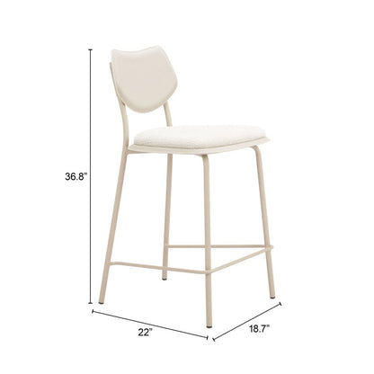 Set of Four 26" Light Gray Fabric Faux Leather and Steel Counter Height Bar Chairs HomeRoots