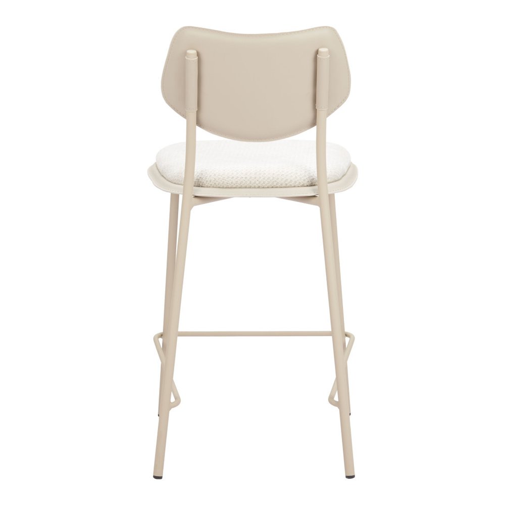 Set of Four 26" Light Gray Fabric And Faux Leather And Steel Counter Height Bar Chairs HomeRoots
