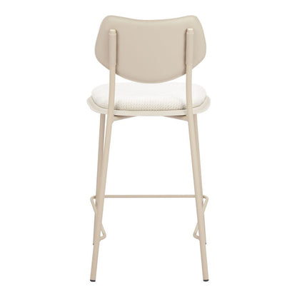 Set of Four 26" Light Gray Fabric And Faux Leather And Steel Counter Height Bar Chairs HomeRoots