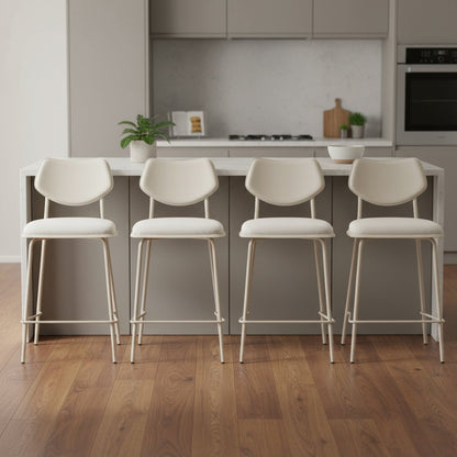 Set of Four 26" Light Gray Fabric And Faux Leather And Steel Counter Height Bar Chairs HomeRoots