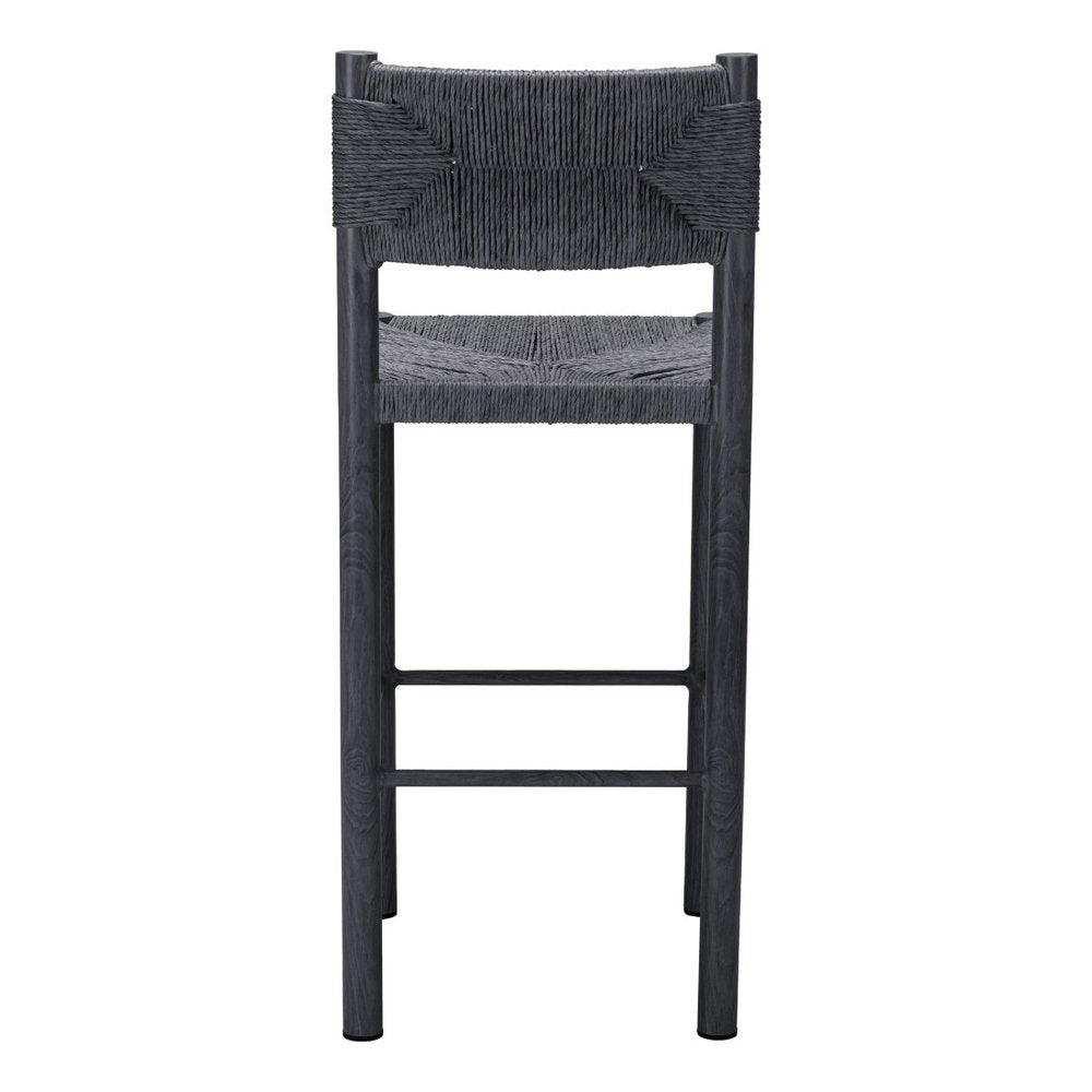 Set of Two 30" Black Rattan And Aluminum Low Back Bar Height Bar Chairs HomeRoots