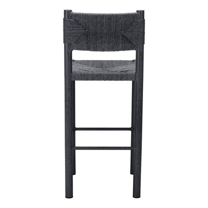 Set of Two 30" Black Rattan And Aluminum Low Back Bar Height Bar Chairs HomeRoots