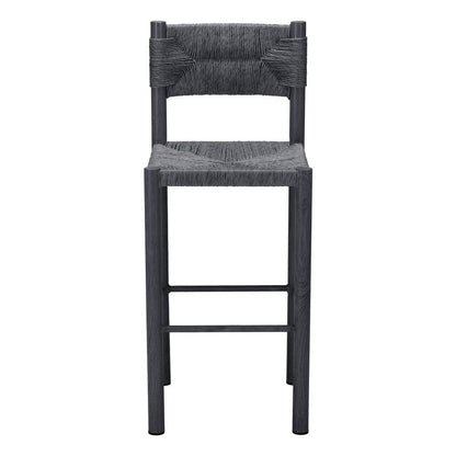 Set of Two 30" Black Rattan And Aluminum Low Back Bar Height Bar Chairs HomeRoots
