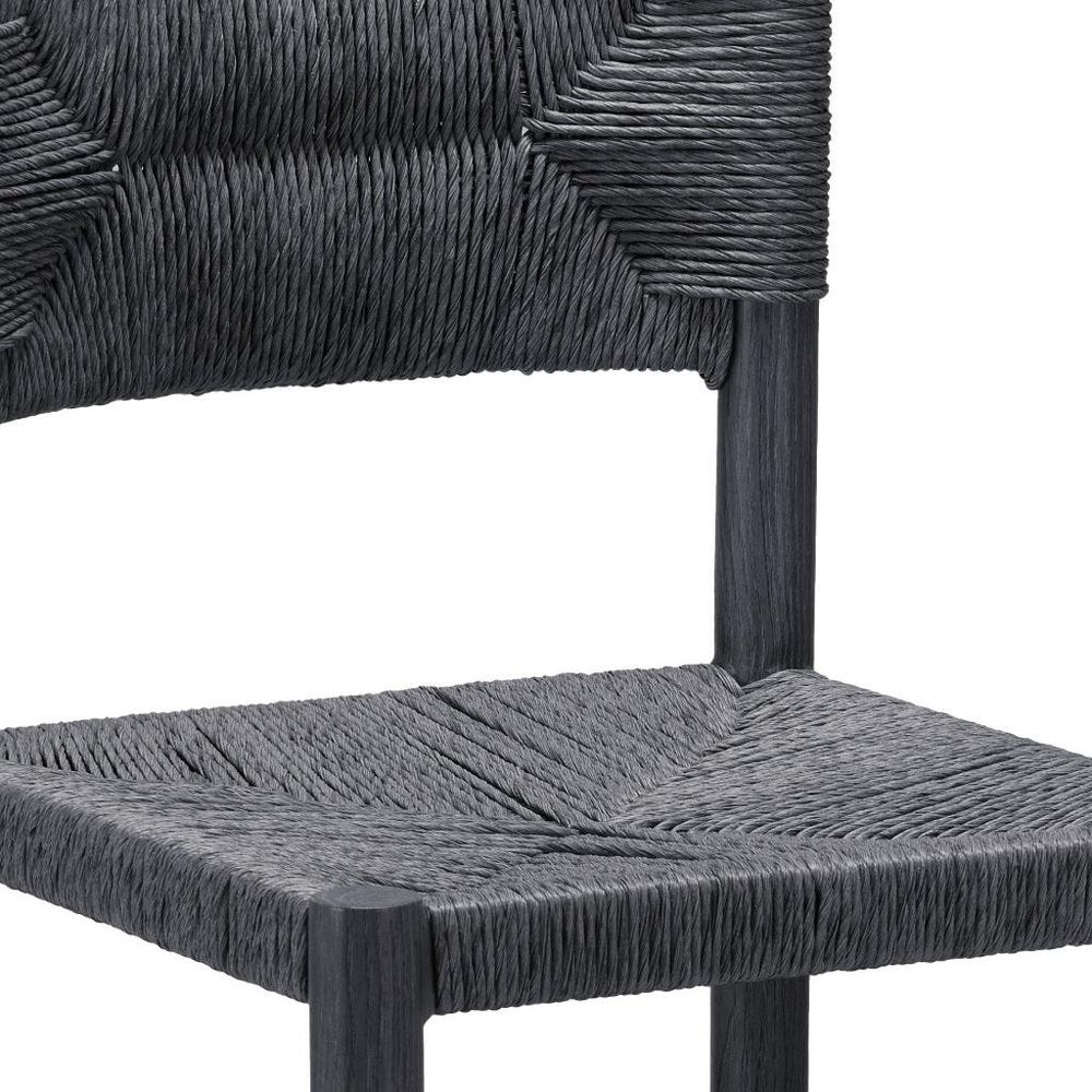 Set of Two 30" Black Rattan And Aluminum Low Back Bar Height Bar Chairs HomeRoots