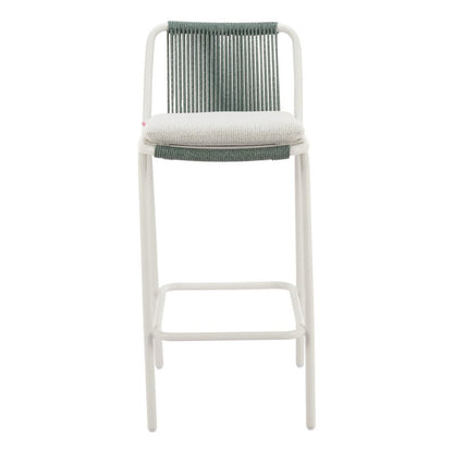 Set of Two White and Green Woven Back And Aluminum Counter Height Bar Chairs HomeRoots
