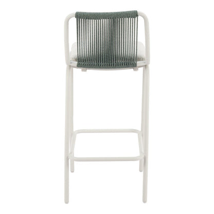 Set of Two White and Green Woven Back And Aluminum Counter Height Bar Chairs HomeRoots