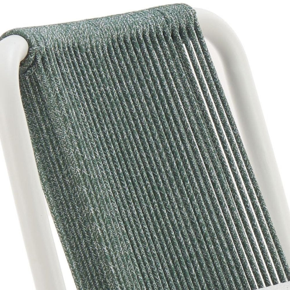 Set of Two White and Green Woven Back And Aluminum Counter Height Bar Chairs HomeRoots