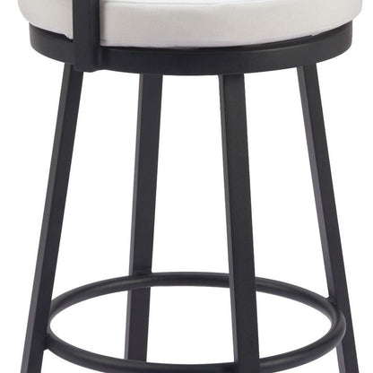 31" Black Natural and White Aluminum And Faux Rattan Swivel Bar Height Bar Chair HomeRoots