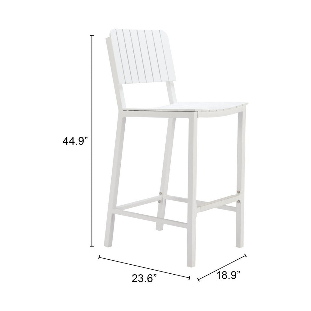 30" White Aluminum Outdoor Bar Height Chair HomeRoots