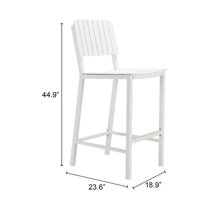 30" White Aluminum Outdoor Bar Height Chair HomeRoots