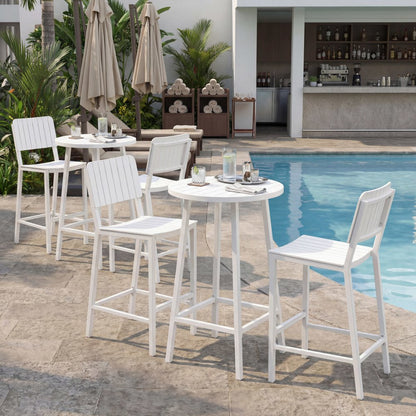 30" White Aluminum Outdoor Bar Height Chair HomeRoots