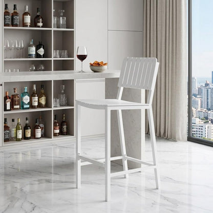30" White Aluminum Outdoor Bar Height Chair HomeRoots