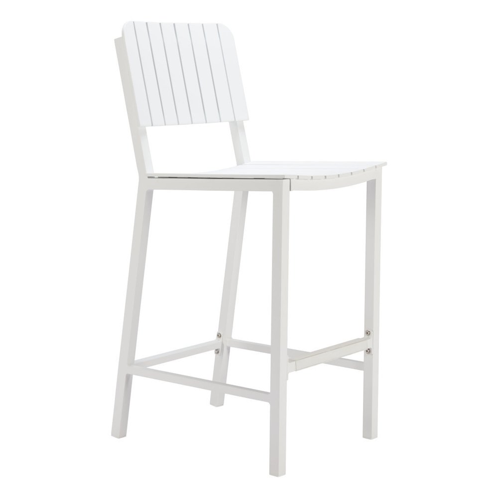 30" White Aluminum Outdoor Bar Height Chair HomeRoots