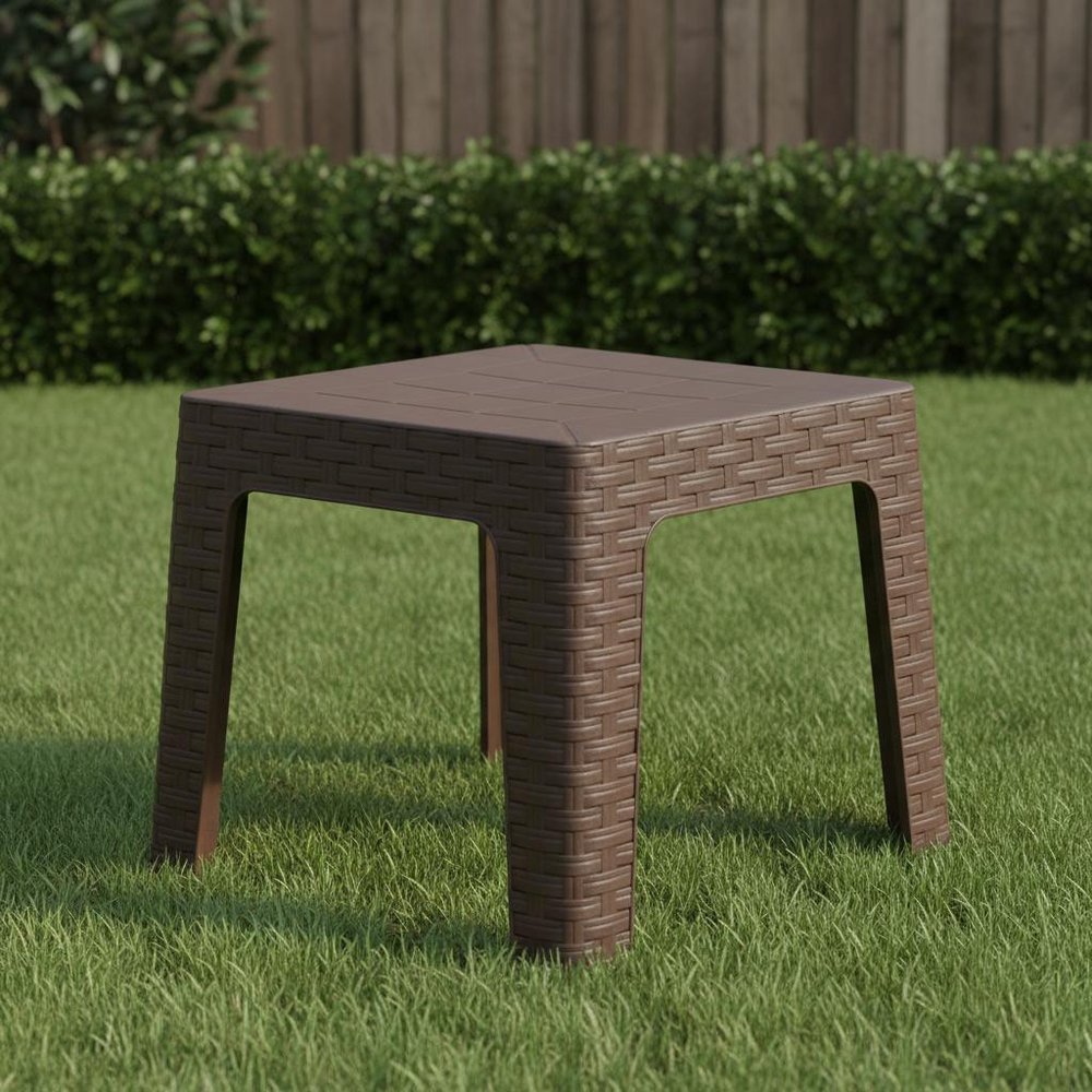 19" Brown Square Plastic Outdoor Side Table HomeRoots