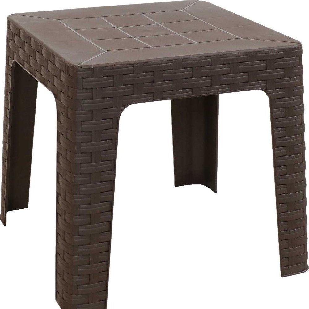 19" Brown Square Plastic Outdoor Side Table HomeRoots
