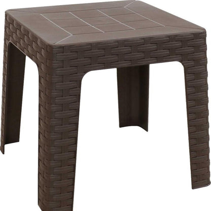 19" Brown Square Plastic Outdoor Side Table HomeRoots