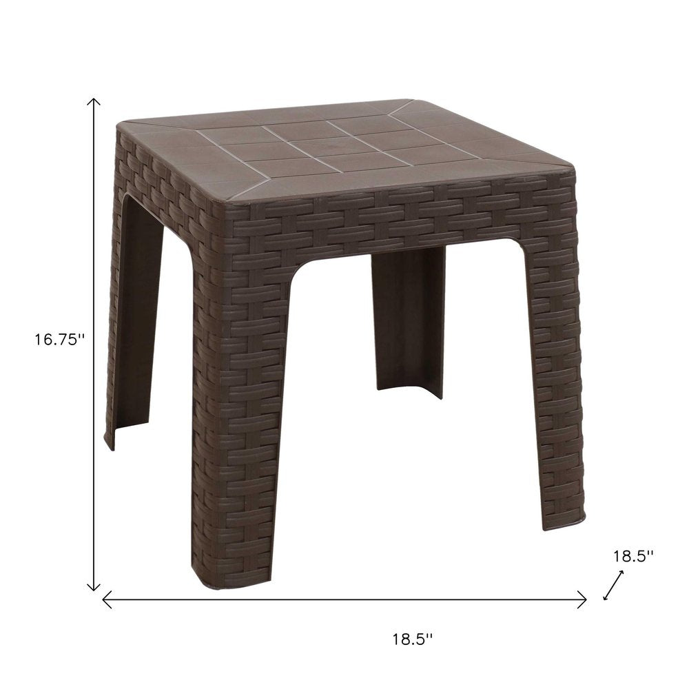 19" Brown Square Plastic Outdoor Side Table HomeRoots