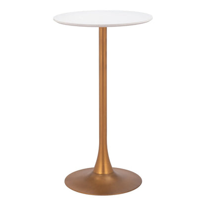 24" White and Gold Wood and Steel Rounded Bar Table HomeRoots