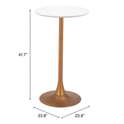 24" White and Gold Wood and Steel Rounded Bar Table HomeRoots