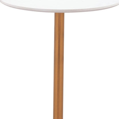 24" White and Gold Wood and Steel Rounded Bar Table HomeRoots