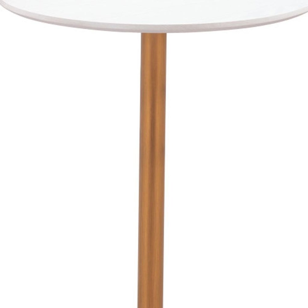 24" White and Gold Wood and Steel Rounded Bar Table HomeRoots
