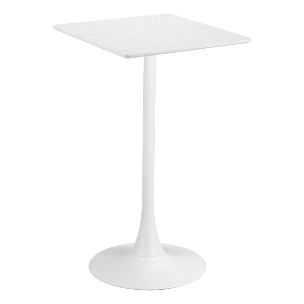 24" White Wood and Steel Square Bar Table HomeRoots