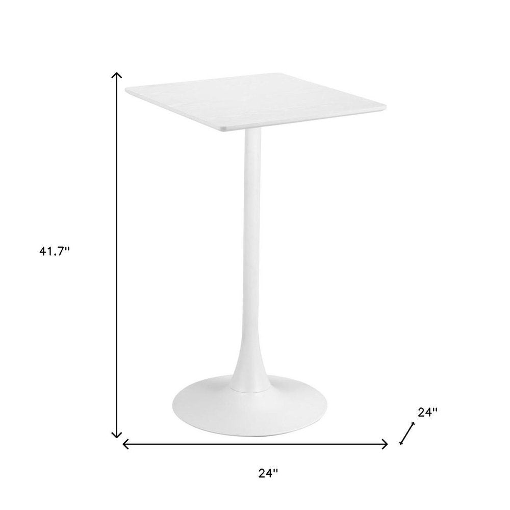 24" White Wood and Steel Square Bar Table HomeRoots