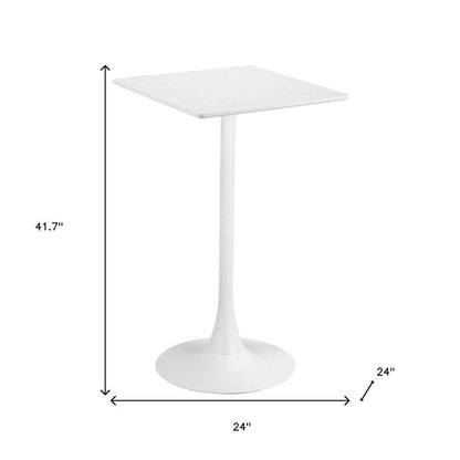 24" White Wood and Steel Square Bar Table HomeRoots