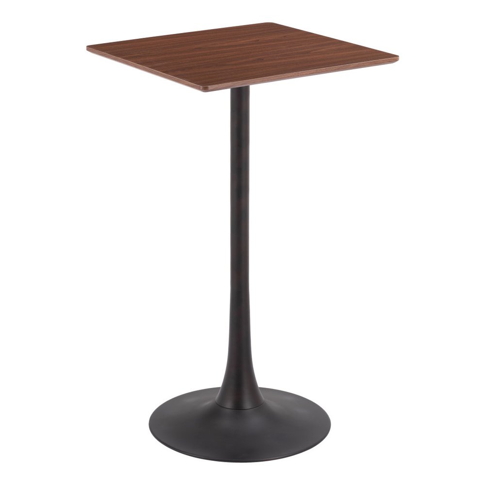 24" Brown and Black Wood and Steel Square Bar Table HomeRoots