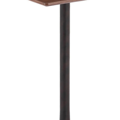 24" Brown and Black Wood and Steel Square Bar Table HomeRoots