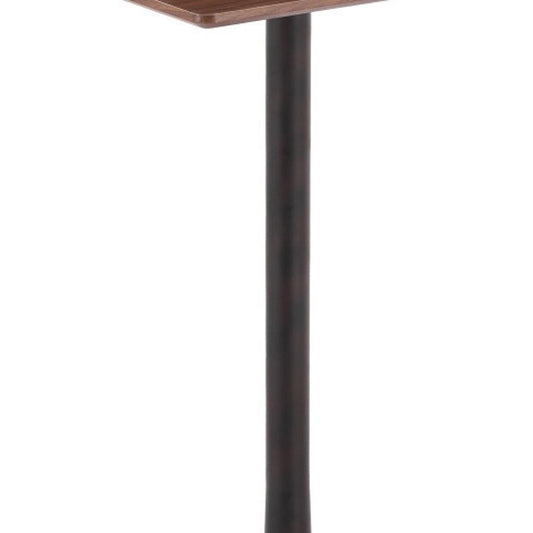 24" Brown and Black Wood and Steel Square Bar Table HomeRoots