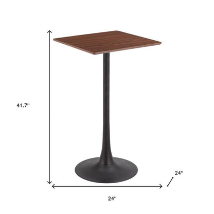 24" Brown and Black Wood and Steel Square Bar Table HomeRoots