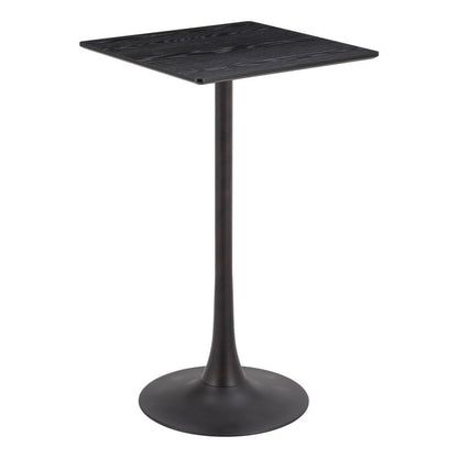 24" Black Wood and Steel Square Bar Table HomeRoots