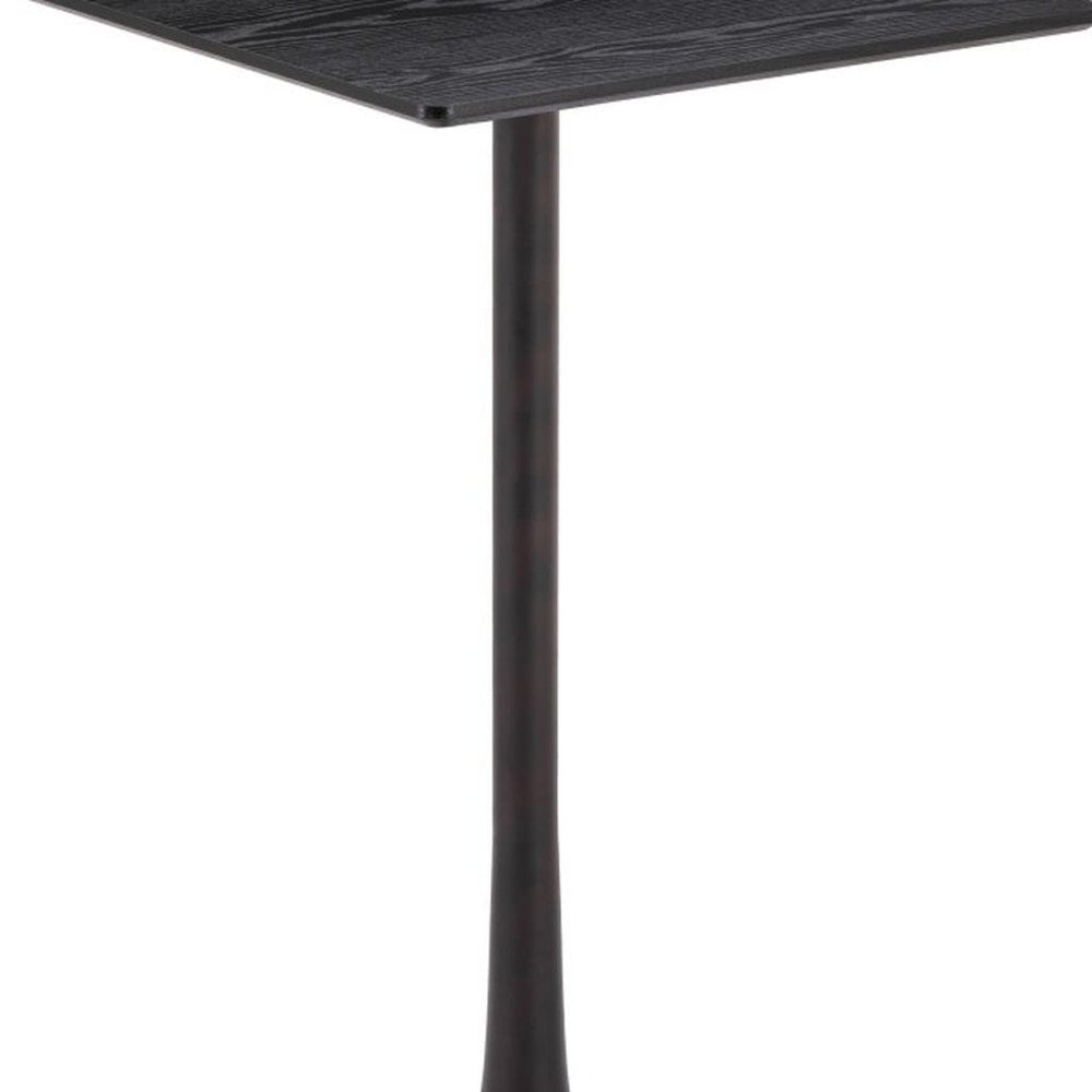 24" Black Wood and Steel Square Bar Table HomeRoots