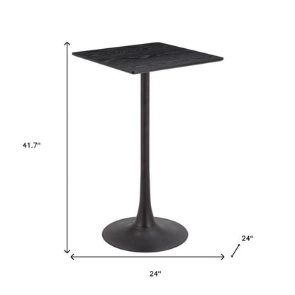 24" Black Wood and Steel Square Bar Table HomeRoots