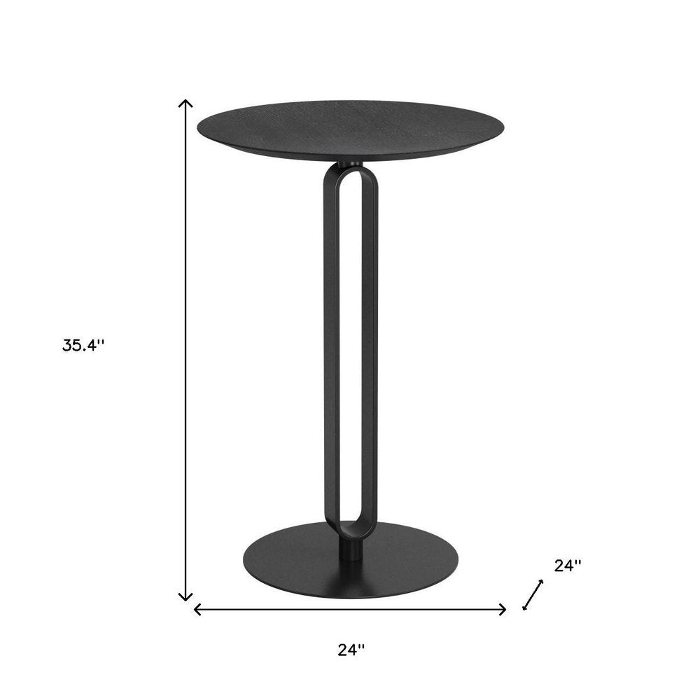 24" Black Wood and Steel Rounded Bar Table HomeRoots