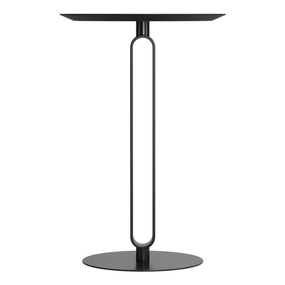 24" Black Wood and Steel Rounded Bar Table HomeRoots