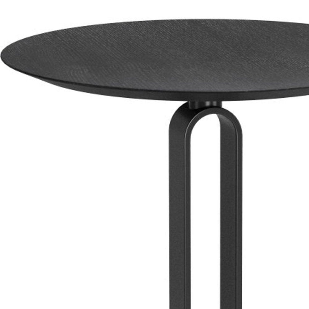 24" Black Wood and Steel Rounded Bar Table HomeRoots