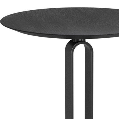 24" Black Wood and Steel Rounded Bar Table HomeRoots