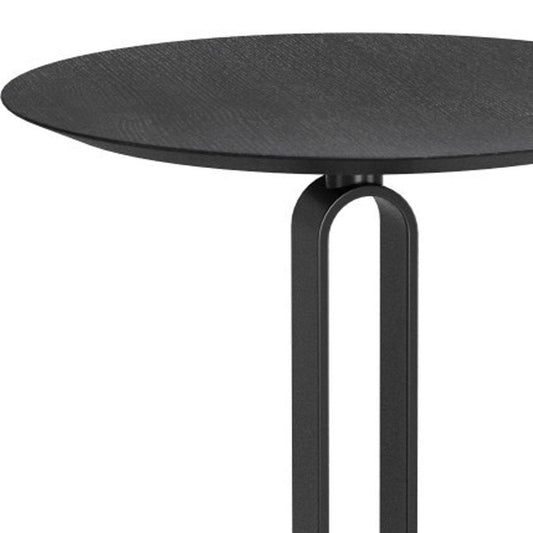 24" Black Wood and Steel Rounded Bar Table HomeRoots