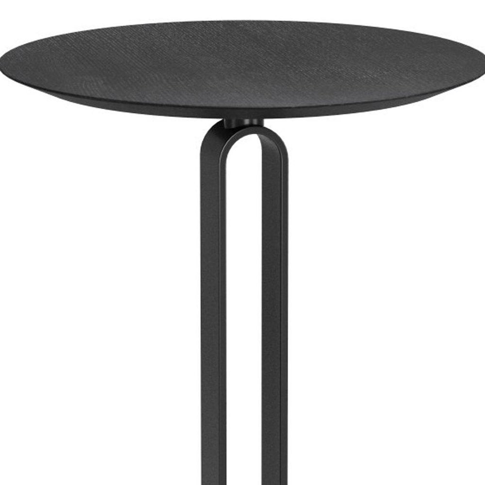 24" Black Wood and Steel Rounded Bar Table HomeRoots