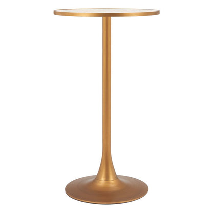24" Beige and Gold Faux Terrazzo and Steel Rounded Bar Table HomeRoots