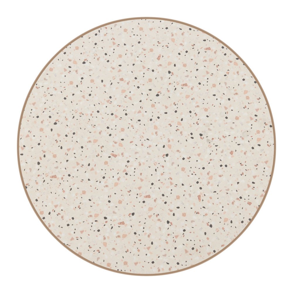 24" Beige and Gold Faux Terrazzo and Steel Rounded Bar Table HomeRoots