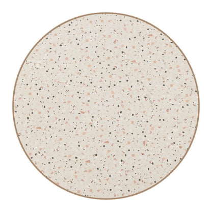 24" Beige and Gold Faux Terrazzo and Steel Rounded Bar Table HomeRoots