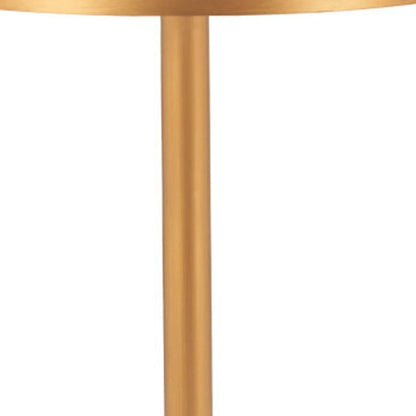 24" Beige and Gold Faux Terrazzo and Steel Rounded Bar Table HomeRoots
