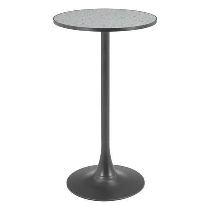 24" Gray and Black Faux Terrazzo and Steel Rounded Bar Table HomeRoots